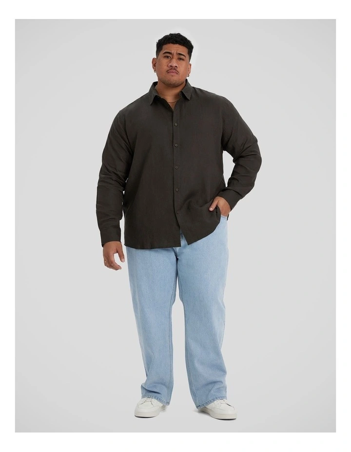 Resort Relaxed Fit Linen Shirt in Army image 4