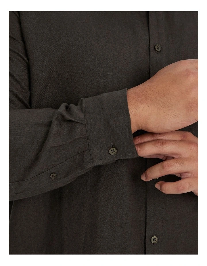 Resort Relaxed Fit Linen Shirt in Army image 5
