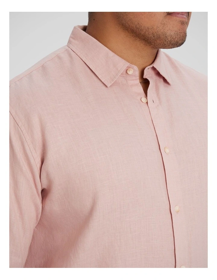 Resort Relaxed Fit Linen Shirt in Blush image 3