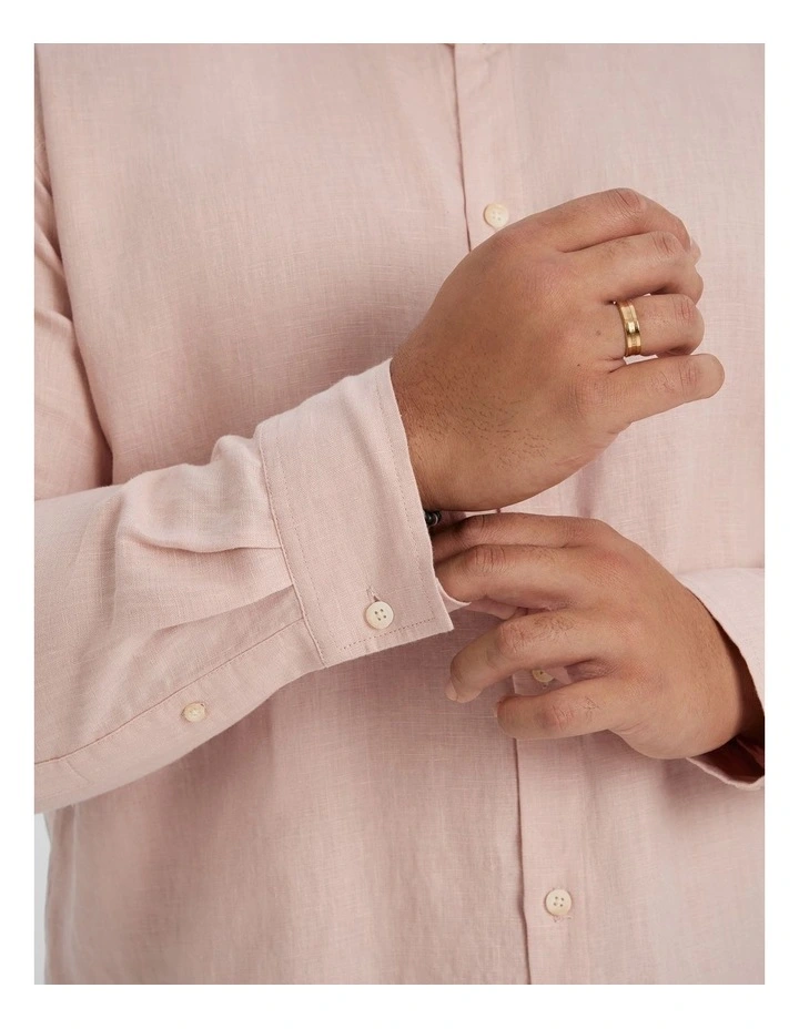 Resort Relaxed Fit Linen Shirt in Blush image 5