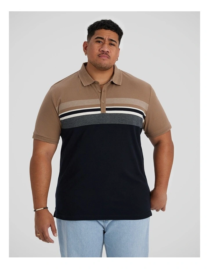 Leon Stripe Polo in Navy image 1