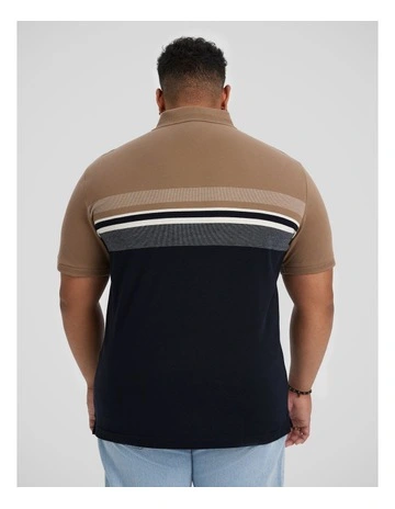 Leon Stripe Polo in Navy
