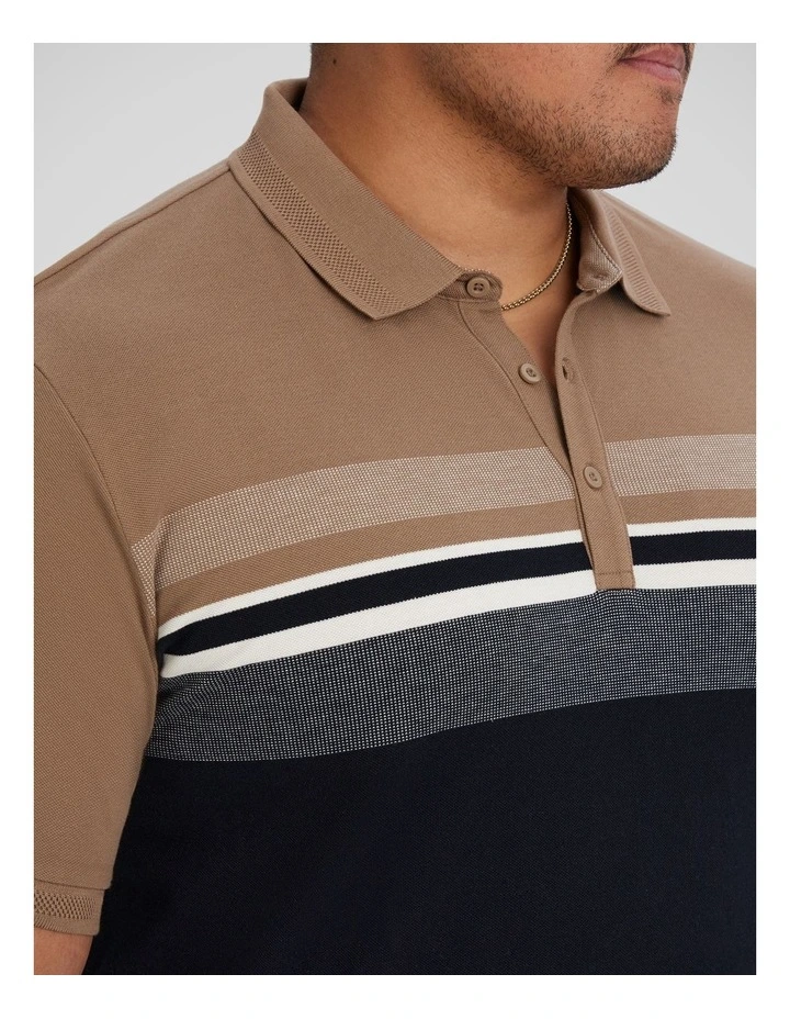 Leon Stripe Polo in Navy image 3