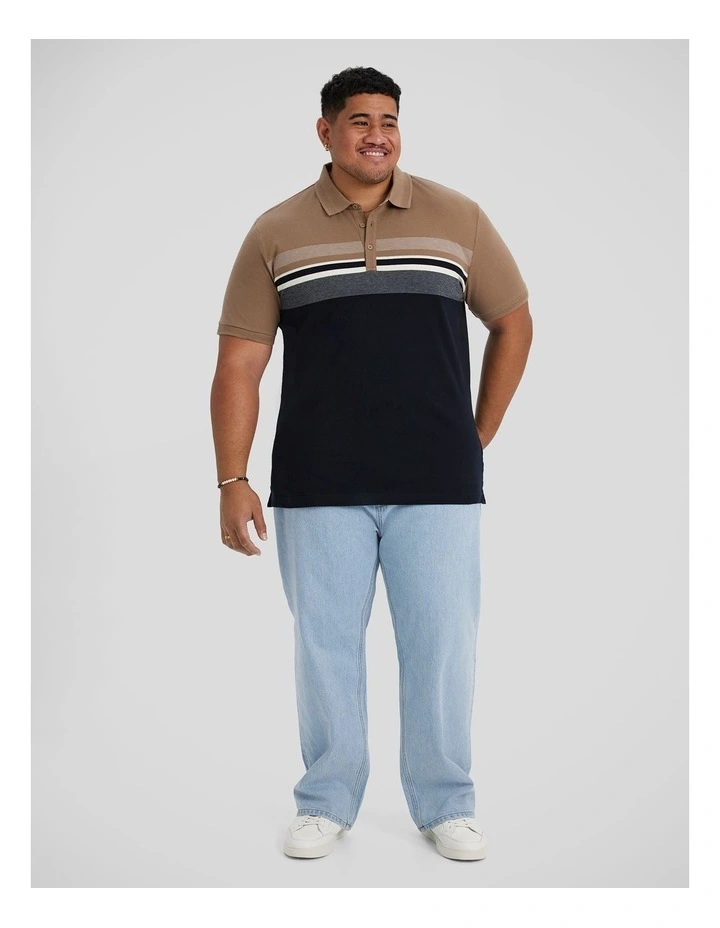 Leon Stripe Polo in Navy image 4