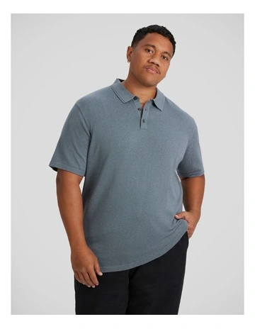 Edwards Knit Polo in Steel Blue