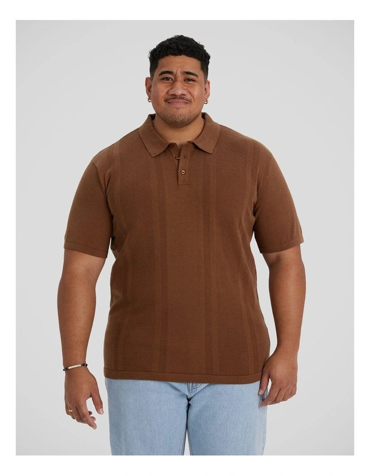 Archie Textured Knit Polo in Bronze image 1