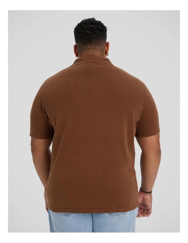Archie Textured Knit Polo in Bronze image 2