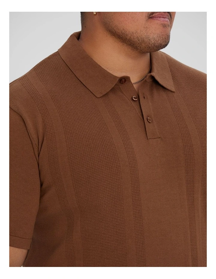 Archie Textured Knit Polo in Bronze image 3