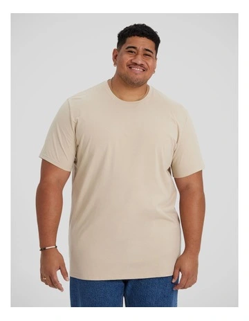 Essential Longline Scoop Tee in Almond