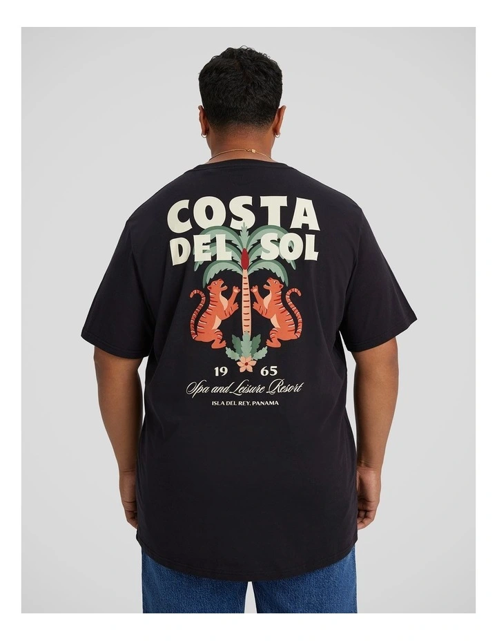 Resort Style Longline Tee in Black image 2
