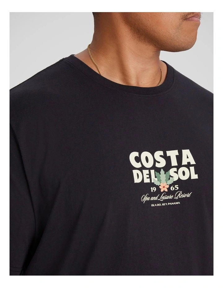 Resort Style Longline Tee in Black image 3