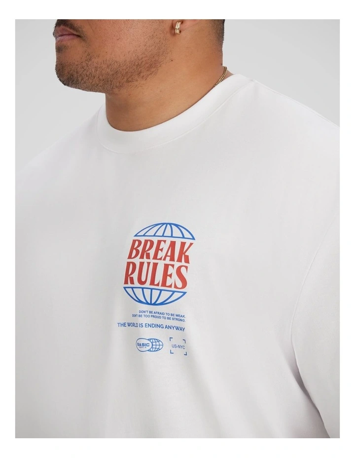 Break Rules Relaxed Fit Tee in White image 3