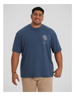 Rolled Dice Relaxed Fit Tee in Steel Blue