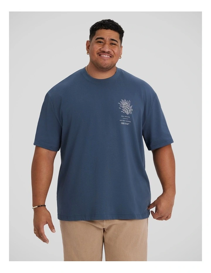 Rolled Dice Relaxed Fit Tee in Steel Blue image 1