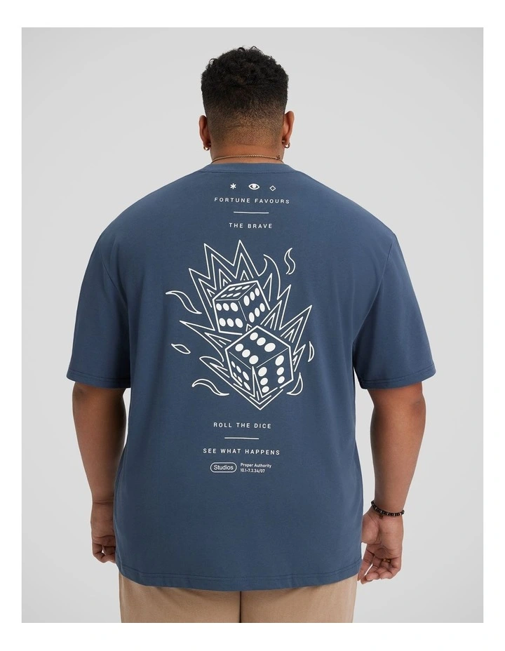 Rolled Dice Relaxed Fit Tee in Steel Blue image 2