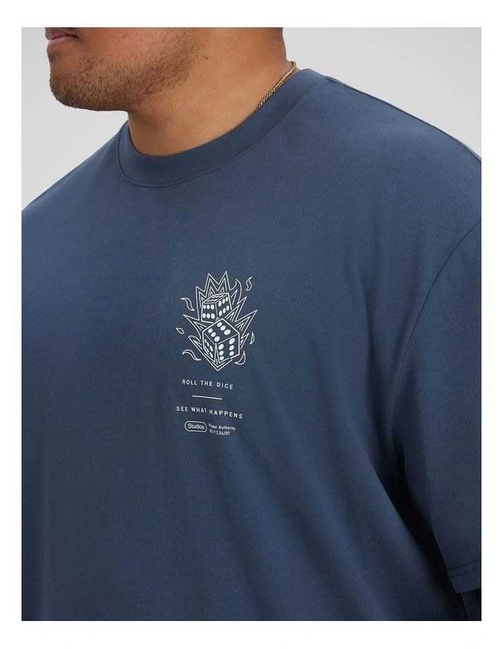 Rolled Dice Relaxed Fit Tee in Steel Blue image 3