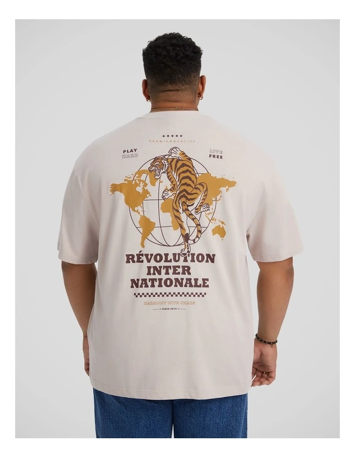 Revolution Relaxed Fit Tee in Beige image 2