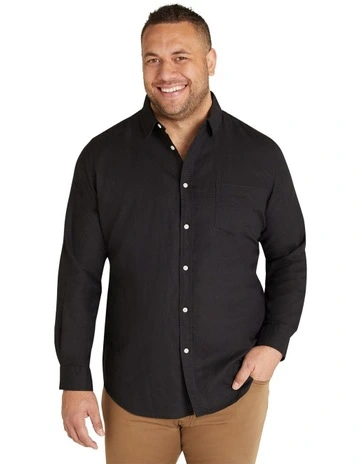 Anders Linen Blend Shirt in Black