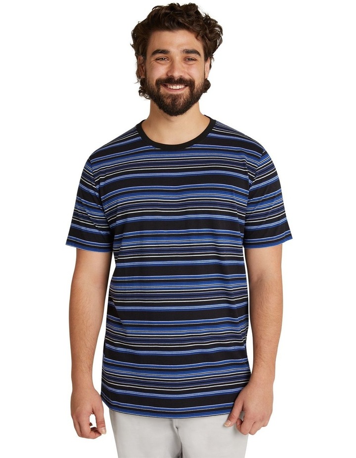 Global Stripe Longline Tee in Blue