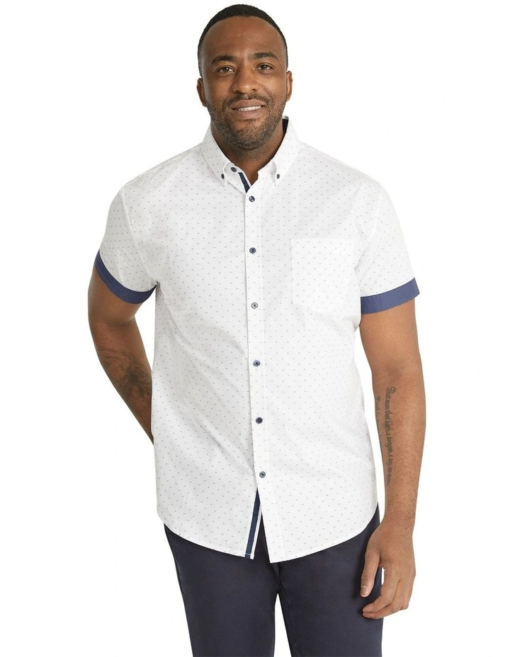 Palmer Print Stretch Shirt in White image 1