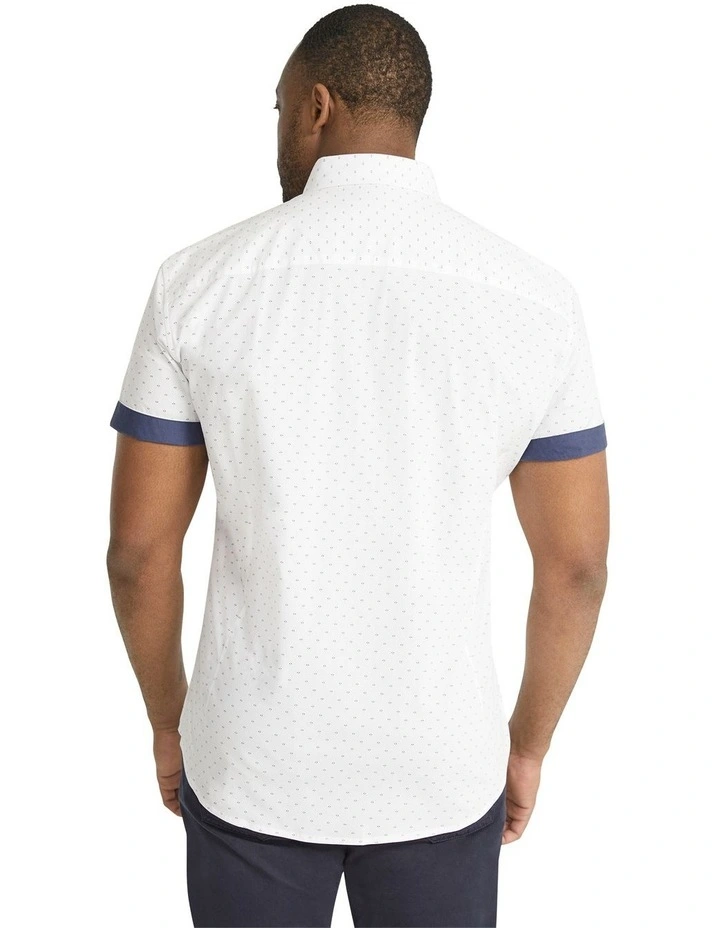 Palmer Print Stretch Shirt in White image 2