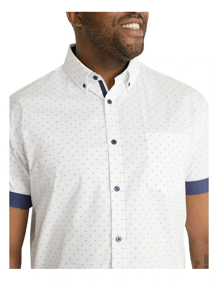 Palmer Print Stretch Shirt in White image 3