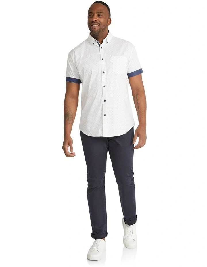 Palmer Print Stretch Shirt in White image 4