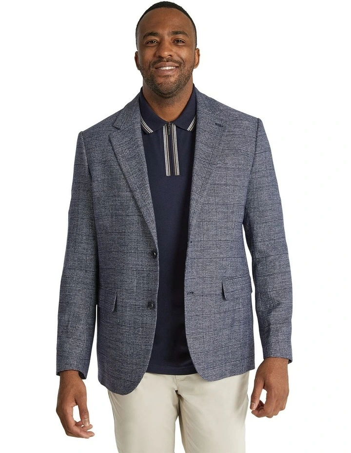 Elio Check Stretch Blazer in Blue image 1