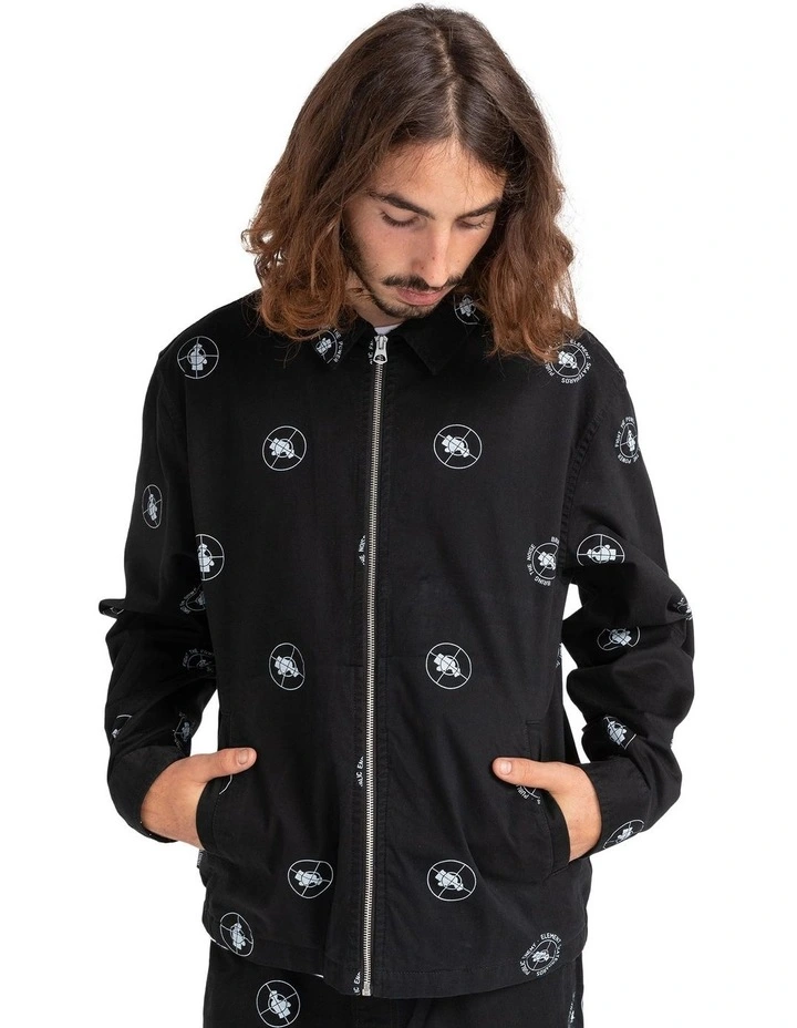 Public Enemy X Element Parker Polka Coaches Jacket In Black image 1