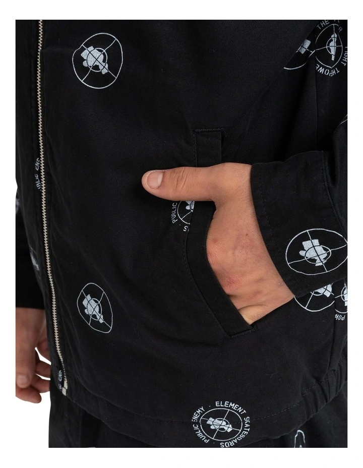 Public Enemy X Element Parker Polka Coaches Jacket In Black image 3