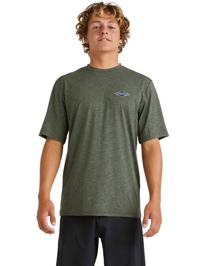 Billabong Diamond Shoreline Rash Vest in Military Heather MYER