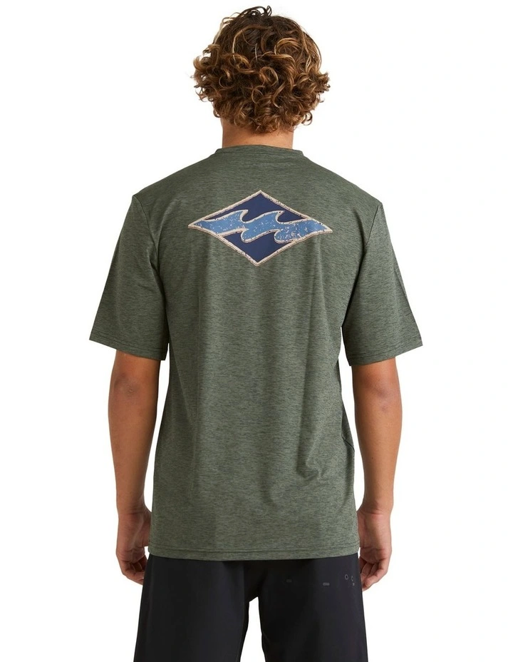 Billabong Diamond Shoreline Rash Vest in Military Heather MYER