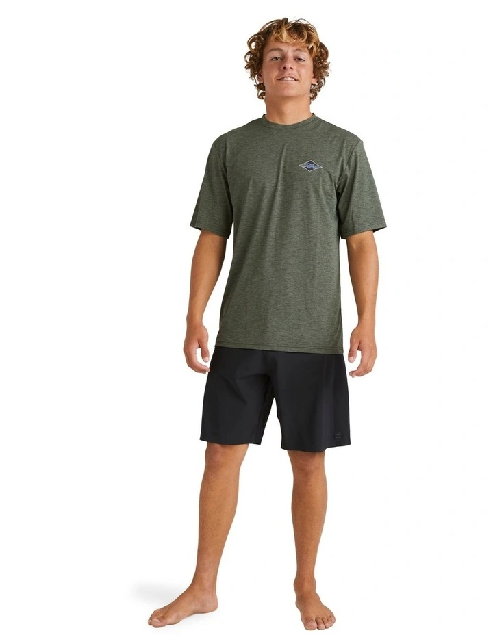 Billabong Diamond Shoreline Rash Vest in Military Heather MYER