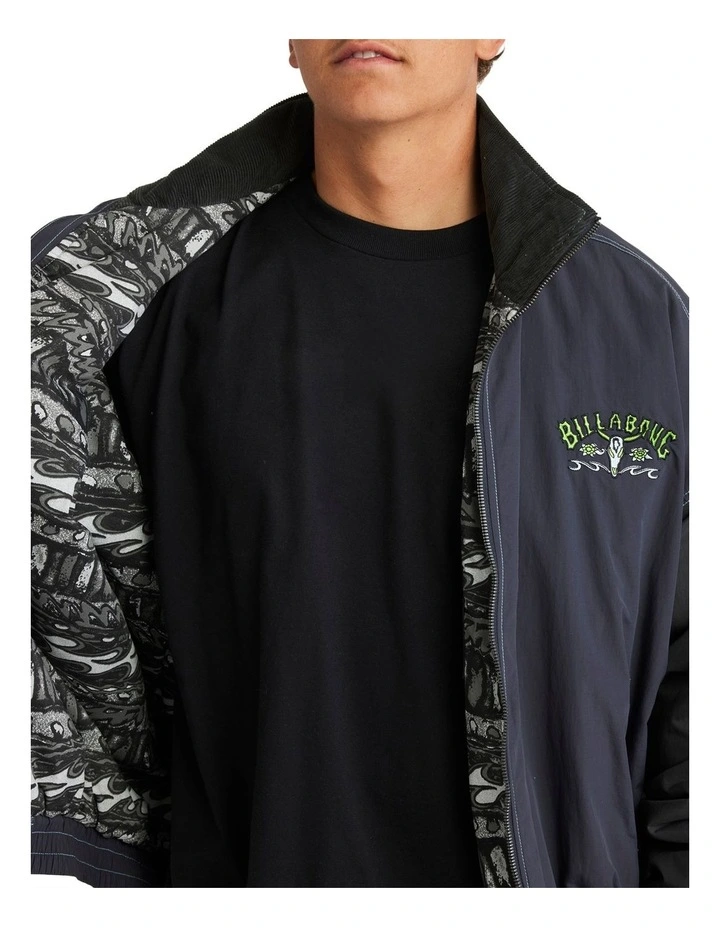 Occy Dawn Vintage Style Surf Coach Jacket in Blue image 4