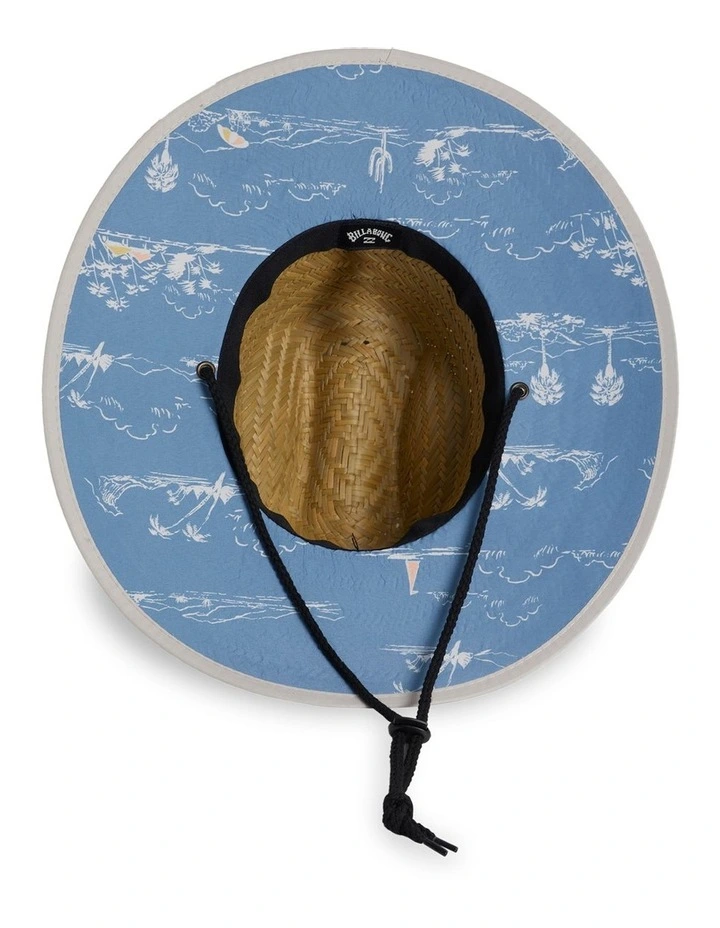 Tides Print Straw Hat in Beige image 3