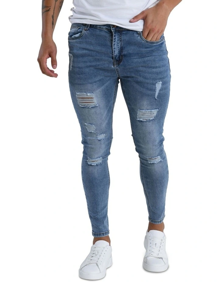 Classic Ash Distressed Jean in Blue image 1