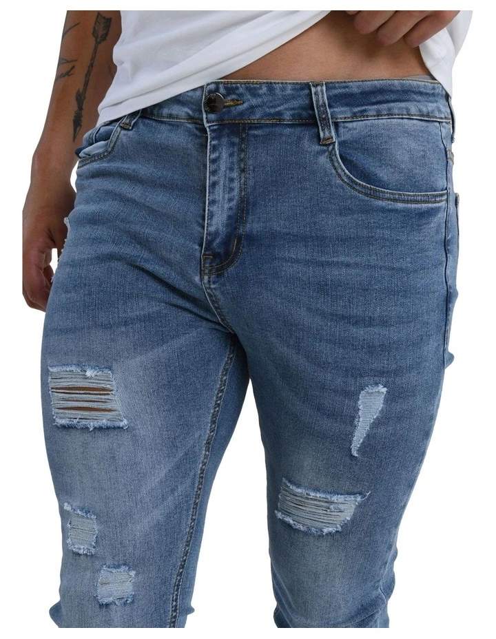 Classic Ash Distressed Jean in Blue image 3