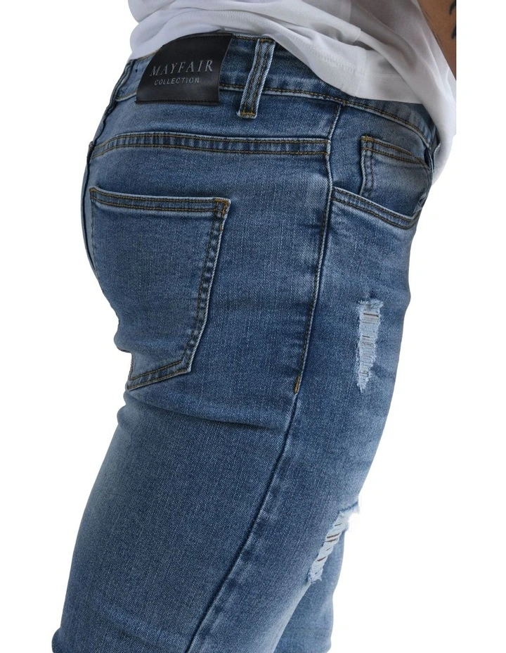 Classic Ash Distressed Jean in Blue image 4