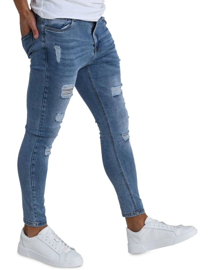 Classic Ash Distressed Jean in Blue image 5