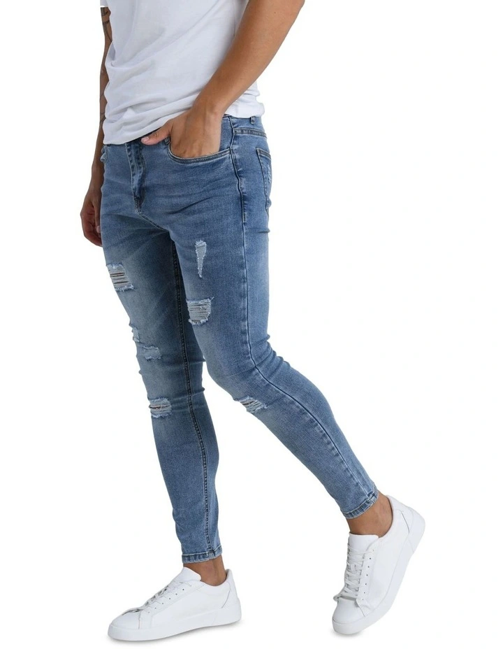 Classic Ash Distressed Jean in Blue image 6