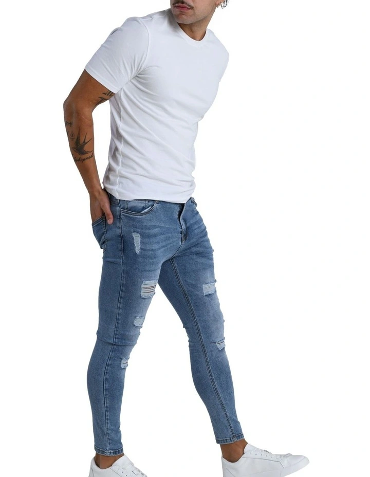 Classic Ash Distressed Jean in Blue image 7