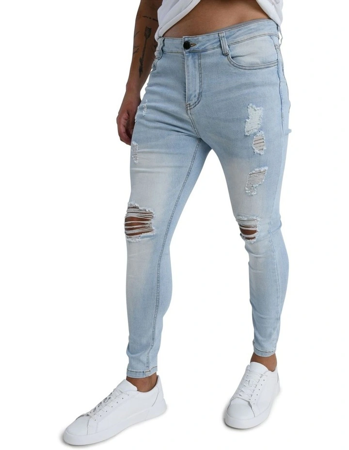 Oxford Distressed Jean in Light Blue image 4