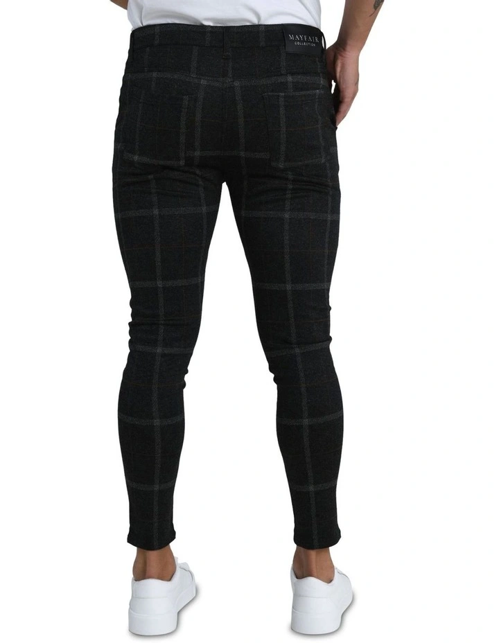 Chester Dark Checkered Pant in Dark Brown image 2