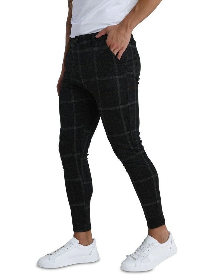Chester Dark Checkered Pant in Dark Brown image 3
