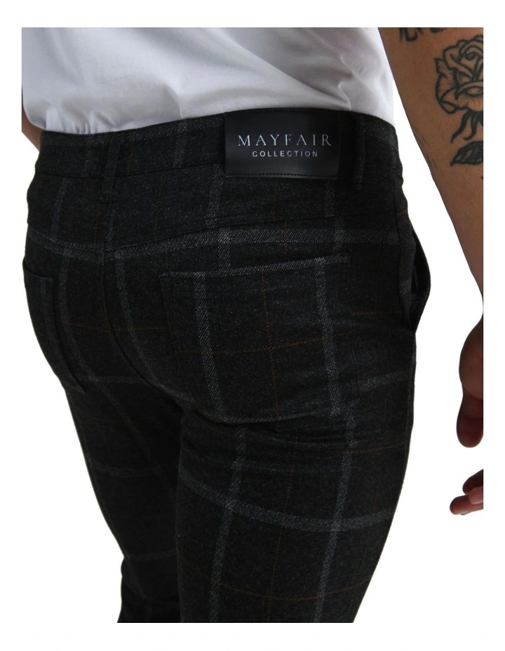 Chester Dark Checkered Pant in Dark Brown image 5