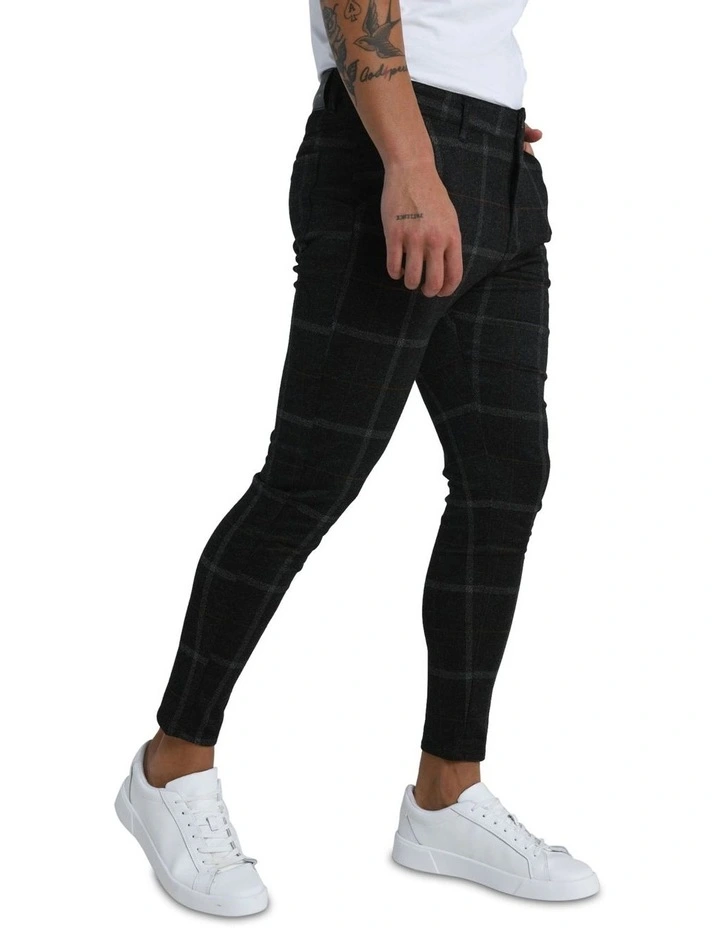 Chester Dark Checkered Pant in Dark Brown image 6