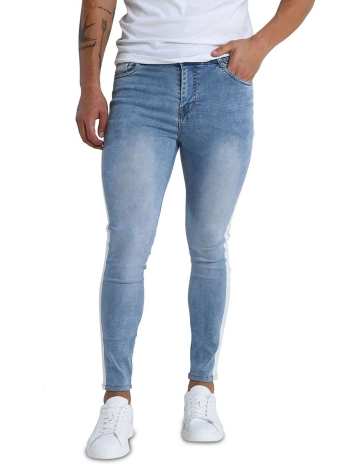 White Striped Jean in Blue image 1