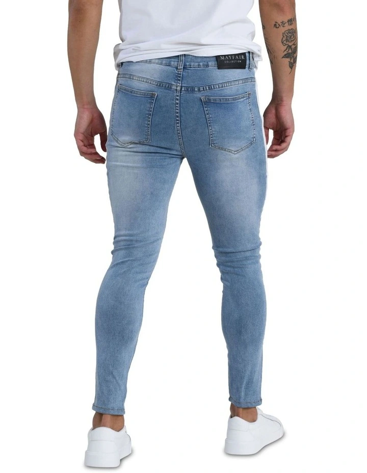 White Striped Jean in Blue image 2
