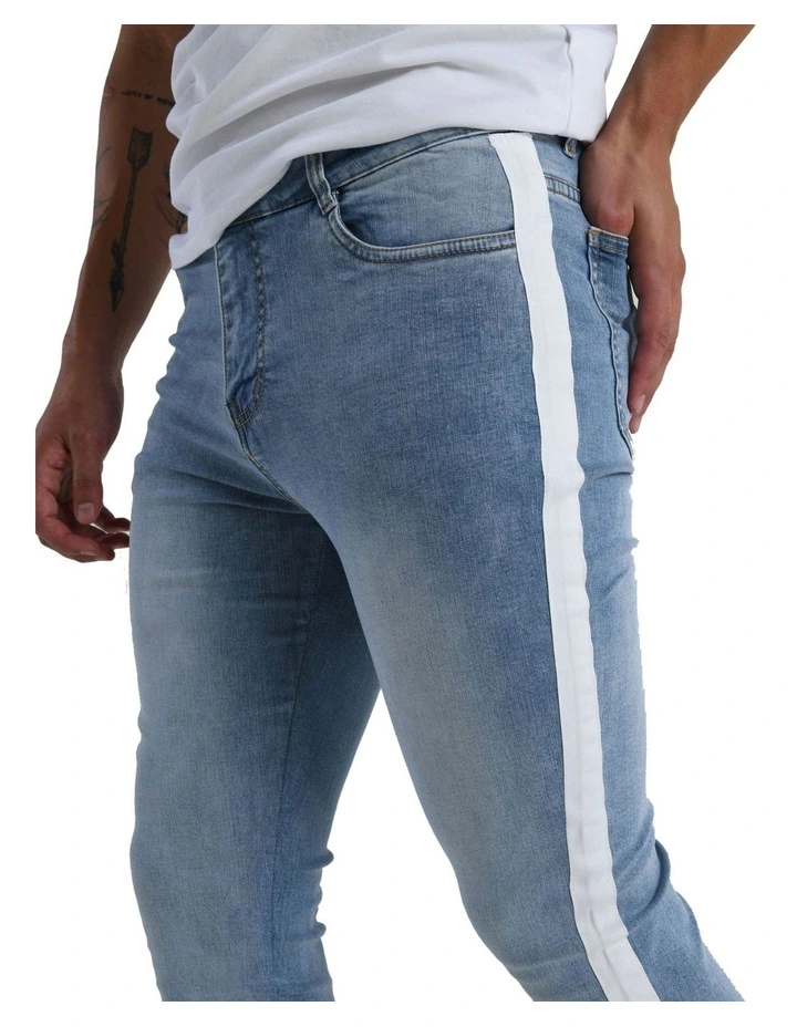 White Striped Jean in Blue image 4