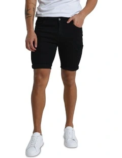Mersea Distressed Short in Black